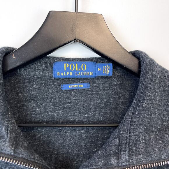 Polo Ralph Lauren Size M Estate Rib Quarter Zip Pullover Sweater Gray $125 - Picture 3 of 8